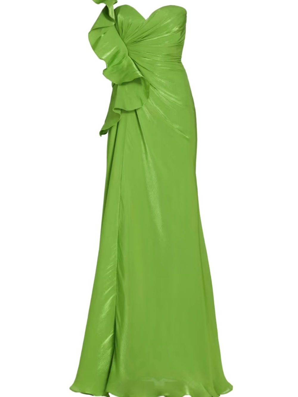 💚 NEW Pamella Roland $4850 Lime Green Ruffled Gown